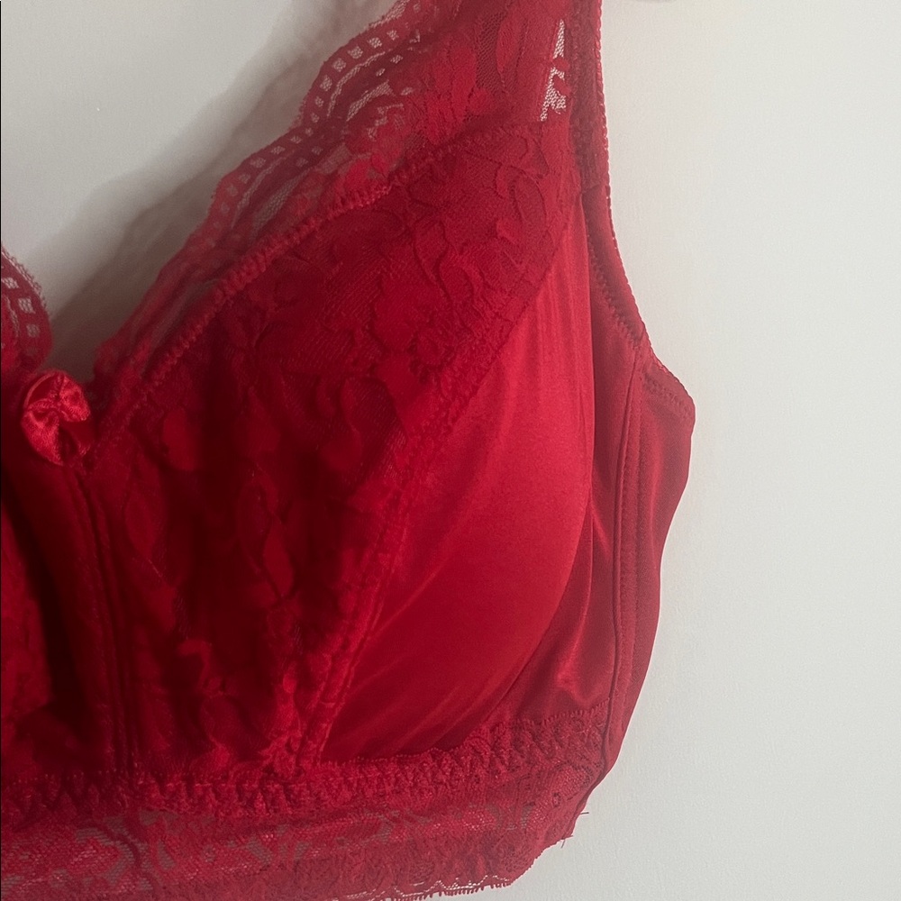 Elegant Red Lace Bralette with Removable Padding - XL - Picture 2 of 7